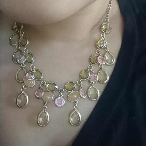 Talbots Multi Color Lucite Bezel Stones Goldtone Necklace - Picture 8 of 8